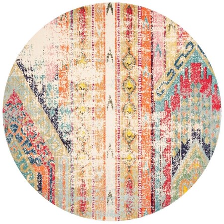 Safavieh 3 x 3 ft. Madison 400 Power Loomed Round Area Rug; Blue & Orange MAD422F-3R